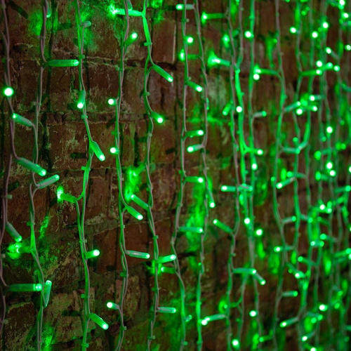 картинка Гирлянда Светодиодный Дождь 2х1,5м,  постоянное свечение,  белый провод КАУЧУК,  230 В,  диоды ЗЕЛЕНЫЕ от магазина Сантехстрой