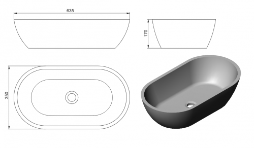 картинка Раковина MERCURY 64x35 Soft Rock от магазина Сантехстрой