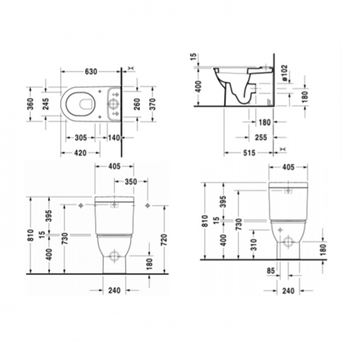 картинка Duravit Darling Унитаз 37х63 см, без бачка, с вертикальным смывом, включая крепеж, цвет белый от магазина Сантехстрой