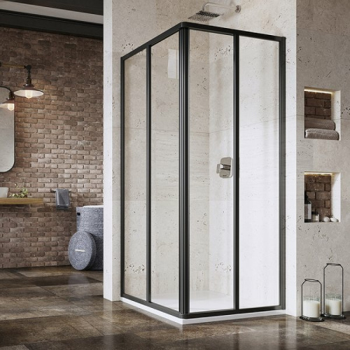 картинка Душевая дверь Ravak Supernova SRV2-90 195 S 14V703O2Z1 профиль Черный стекло Transparent от магазина Сантехстрой