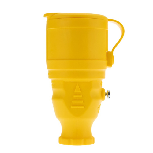 картинка Розетка переносная влагозащищенная с крышкой,  с/з,  16 А,  IP44, каучук желтая REXANT от магазина Сантехстрой