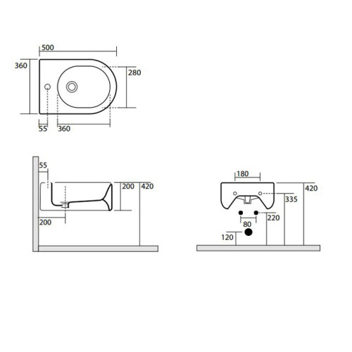 картинка Kerasan Flo биде подвесное с 1отв под смеситель, цвет белый от магазина Сантехстрой