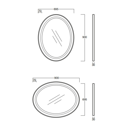 картинка SIMAS Lante Зеркало овальное 900*620*30мм, цвет белый глянцевый от магазина Сантехстрой
