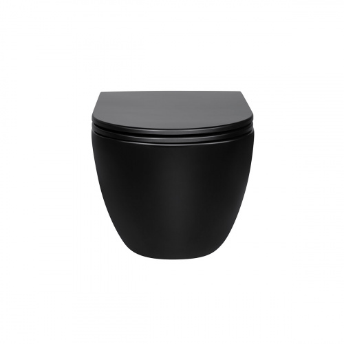 картинка Унитаз подвесной Evo VT1-34MB безободковый, цвет матовый черный, ультратонкое soft-close сиденье от магазина Сантехстрой