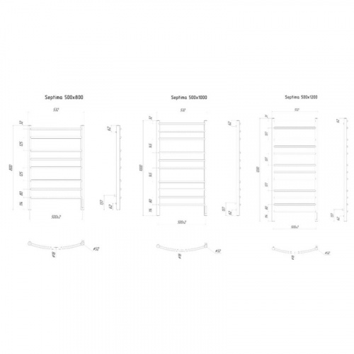картинка Полотенцесушитель электрический 1200х532 ТЭН слева Ravak Septima X04000083727 от магазина Сантехстрой