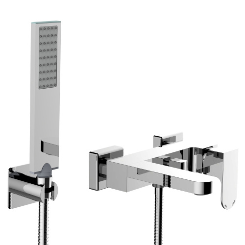 фото смеситель для ванны bossini gillo с ручным душем, керамический картридж, шланг из латуни 125 см., хром (z00727.030)