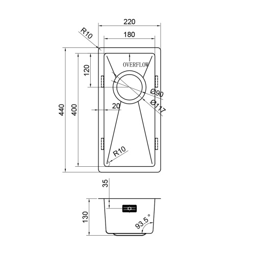 картинка Кухонная мойка Reflexion Como RX2022SS полированная сталь от магазина Сантехстрой