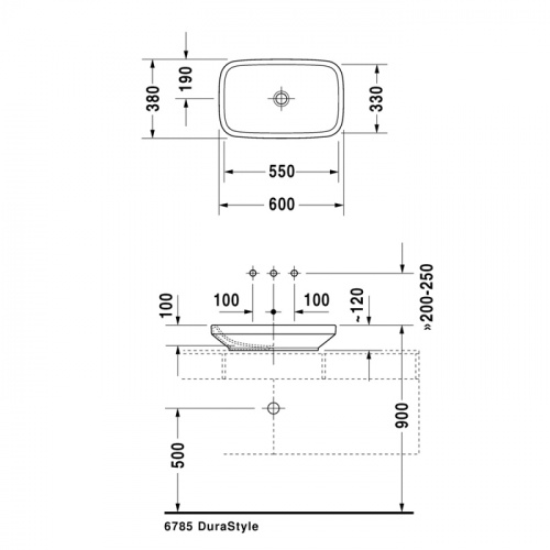 картинка Duravit DuraStyle Раковина шлифованный вариант, без перелива, без площадки под смес., включая крепление, 600x380мм, Цвет: Белый (СПЕЦЦЕНА) от магазина Сантехстрой