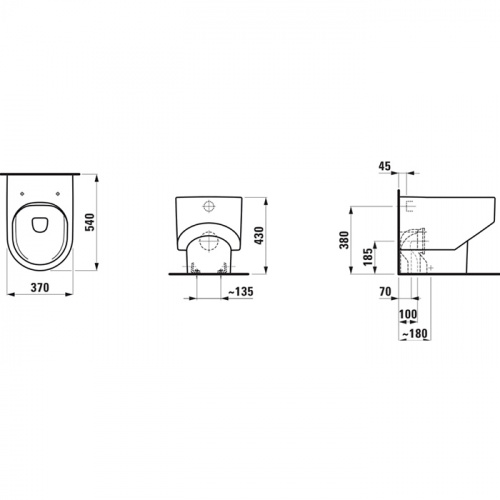 картинка Laufen SONAR унитаз напольный 530x370x430 мм, безободковый смыв Rimless, выпускгоризонтальный/вертикальный, белый матовый от магазина Сантехстрой