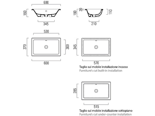 картинка Раковина GSI Kube X 60 895311 Белая от магазина Сантехстрой