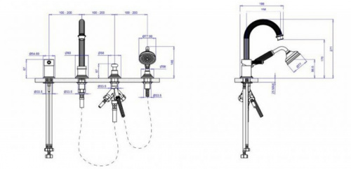 фото смеситель на борт ванны cezares olimp olimp-bvdm-03/24-l золото 24 карат