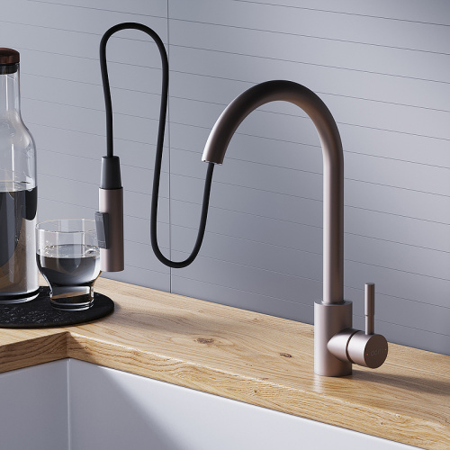 картинка D3007511 Logic Кухонный смеситель  с вытягивающимся изливом, сатин от магазина Сантехстрой