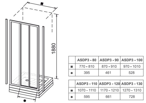 картинка Душевая дверь раздвижная Ravak Supernova ASDP3-80 белый+транспарент 00V40102Z1 от магазина Сантехстрой