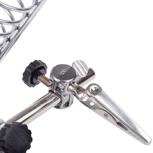 картинка Держатель Третья рука,  2 зажима,  лупа 90мм (2.5х) + 2х34мм,  подставка паяльника,  LED подсветка REXANT от магазина Сантехстрой