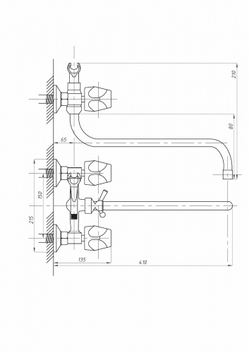 картинка Смеситель для ванны с душем FAUZT FZs-428-63 тип См-ВУДРНШлА от магазина Сантехстрой