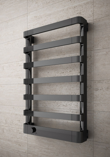 картинка Полотенцесушитель IRSAP STEP-E 1255/500 электрический, CL.2E T01, цвет черный хром от магазина Сантехстрой