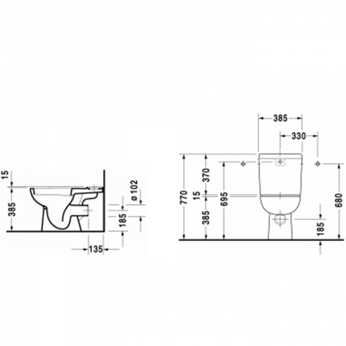 картинка Duravit D-Code Унитаз моноблок  355x650мм, с отдельным бачком (не вкл. бачок), включая крепление,слив в стену , Цвет белый от магазина Сантехстрой