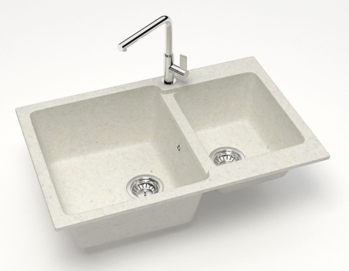 картинка Кухонная мойка AZARIO Grand 765х500х190 двойная, искусственный мрамор, цвет Хлопок (CS00079904) от магазина Сантехстрой