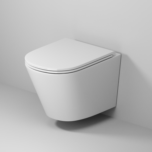 картинка Унитаз подвесной Grossman GR-4403SQ (540х368х350) безободковый,белый с тонкой крышкой,микролифт,смыв торнадо,1 место от магазина Сантехстрой