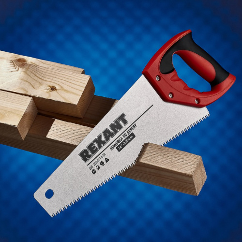 картинка Ножовка по дереву Зубец 350мм,  7-8 TPI,  каленый зуб 2D,  двухкомпонентная рукоятка REXANT от магазина Сантехстрой
