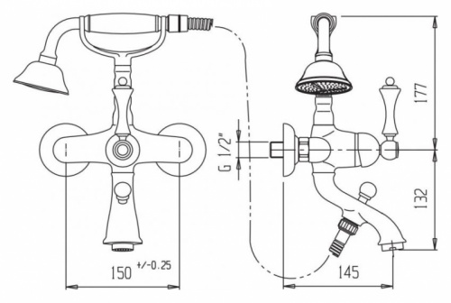 фото смеситель для ванны cezares margot-vdm-nlc хром