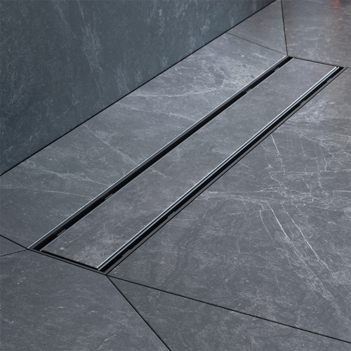 картинка W02SC-U11-050-04BM PrimeFlow Трап для душа линейный универс затвор Tile 50см цвет черн мат от магазина Сантехстрой