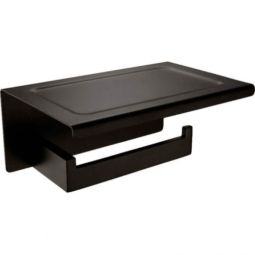 картинка Держатель туалетной бумаги Orans P-7205 7205p00 с полкой Черный матовый от магазина Сантехстрой