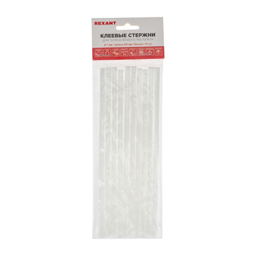 картинка Стержни клеевые Ø7мм,  200мм,  белые (10 шт/уп),  хедер REXANT от магазина Сантехстрой