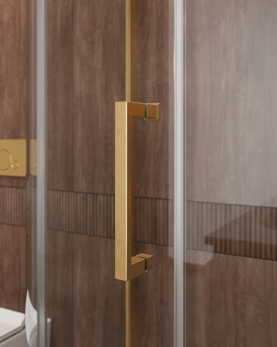 картинка Душевой уголок Cezares Molveno 90x90 MOLVENO-R-1-90-C-BORO-IV профиль Брашированное золото стекло прозрачное от магазина Сантехстрой