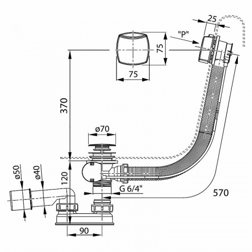 картинка Акриловая ванна Ravak Domino Set Plus 170х75 70508024 Белая от магазина Сантехстрой