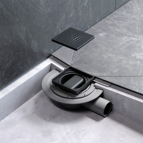 картинка W01BD-P11-010-01BM MasterFlow Трап для душа точечный универс затвор Cut Gradient 10см цвет черн мат от магазина Сантехстрой