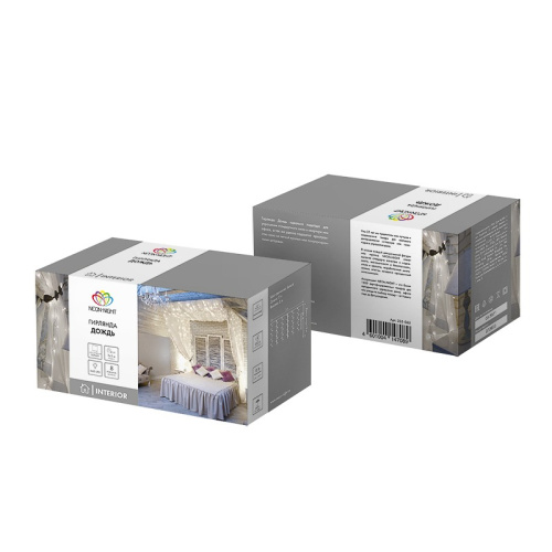 картинка Гирлянда Светодиодный дождь 2х3 м,  свечение с динамикой,  прозрачный провод,  230 В,  цвет белый от магазина Сантехстрой