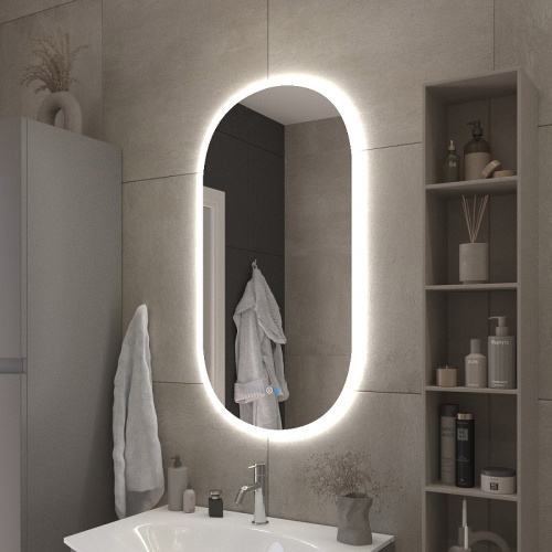 картинка Зеркало Cezares Ellisse 50 CZR-SPC-ELS-500-950-RGB-TCH с подсветкой с сенсорным выключателем и функцией памяти от магазина Сантехстрой