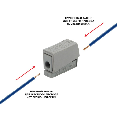 картинка Строительно-монтажная клемма СМК 224-101 для светильника на 1 проводник (0,2-2,5)/(0,14-2,5) мм²,  серая (100 шт. /уп. ) REXANT от магазина Сантехстрой