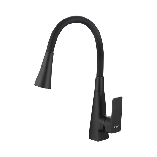 картинка Смеситель для кухни Haiba с гибким изливом и режимом душ, черный (HB73823-7) от магазина Сантехстрой