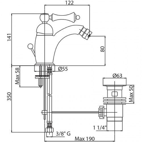 фото смеситель для биде cezares margot margot-bsm1-03/24-bi золото 24 карат
