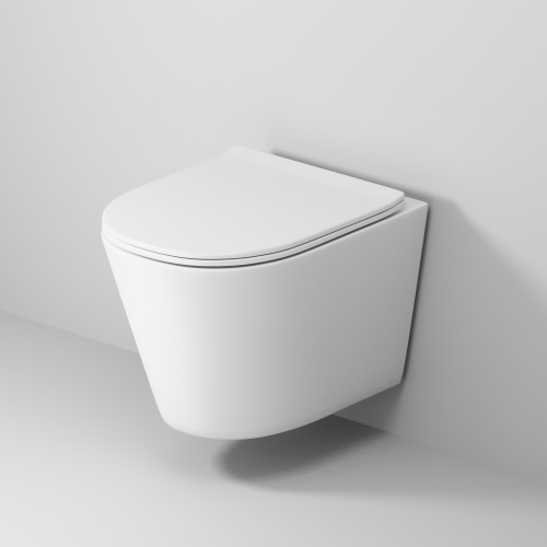 картинка Унитаз подвесной Grossman GR-4477MSQ (485х360х330) безободковый,смыв торнадо,белый матовый с тонкой крышкой,микролифт,1 место от магазина Сантехстрой