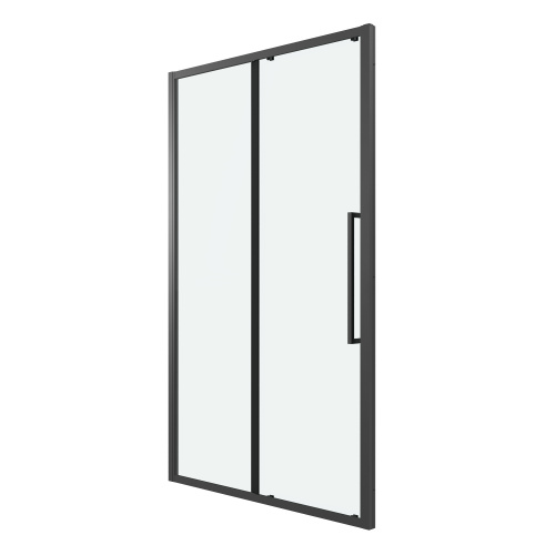 картинка Дверь в нишу 100.K33.02.120.21.00 Cosmo (120*195) черный матовый, стекло прозрачное, 1 место от магазина Сантехстрой