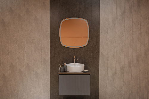 картинка Зеркало AZARIO Barca -TX 700х700/808х808 с 3-х режимной подсветкой, бесконтактный сенсор (LED-00002973) от магазина Сантехстрой