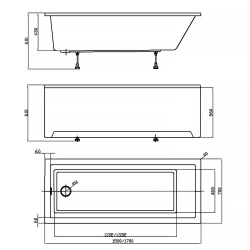 картинка Ванна акриловая Azario EMILIA 170х70 прямоугольная, пристенная (AV.0011270) от магазина Сантехстрой