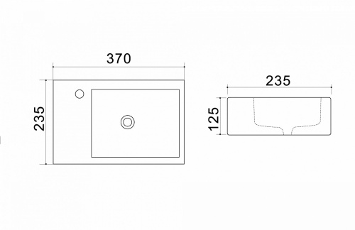 картинка Раковина Azario 37х23,5х12,5 правая, белая (AZ4331) от магазина Сантехстрой