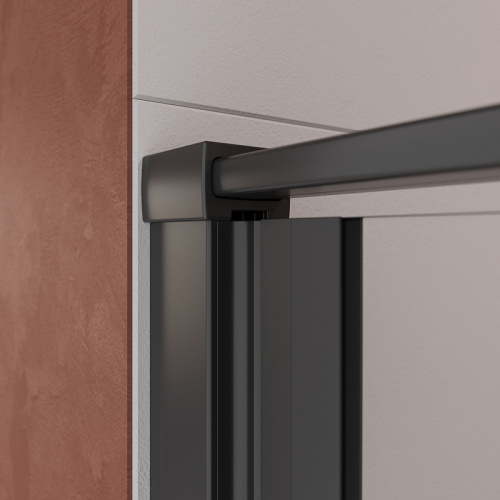 картинка Душевая дверь Cezares Liner 90 L LINER-B-12-90-C-NERO-L профиль Черный матовый стекло прозрачное от магазина Сантехстрой