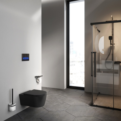 картинка C8F1701MBSC Func подвесной унитаз 54 см FlashClean с сиденьем микролифт, черн мат от магазина Сантехстрой