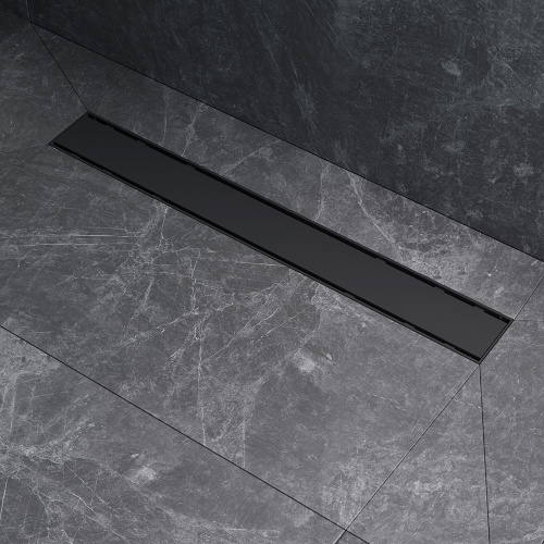 картинка W02SC-U11-060-04BM PrimeFlow Трап для душа линейный универс затвор Tile 60см цвет черн мат от магазина Сантехстрой