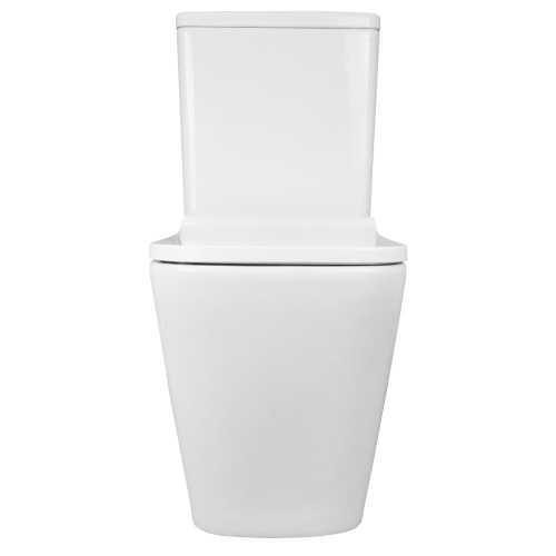 картинка Унитаз-компакт напольный Azario Quadro 605x340x810 безободковый с сидением микролифт и арматурой, белый (AZ-2175) от магазина Сантехстрой