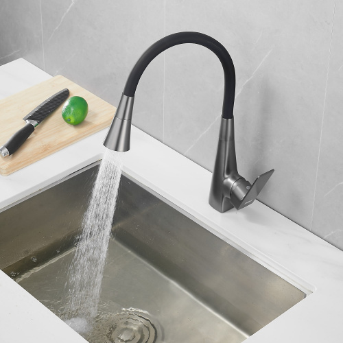 картинка Смеситель для кухни Haiba с гибким изливом и режимом душ, оружейная сталь (HB73823-3) от магазина Сантехстрой