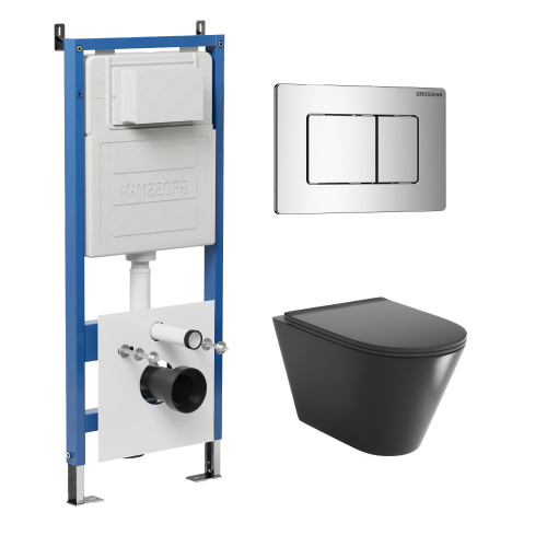 картинка Комплект 3 в 1: Grossman инсталляция 900.K31.01.000+клавиша 700.K31.04.10M.10M хром глянцевый+унитаз GR-4477BMSQ, 3 места от магазина Сантехстрой