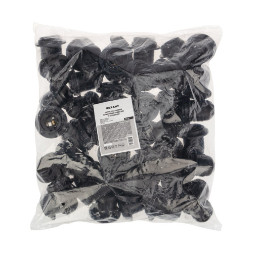 картинка Патрон пластиковый термостойкий подвесной с кольцом Е27, черный REXANT от магазина Сантехстрой