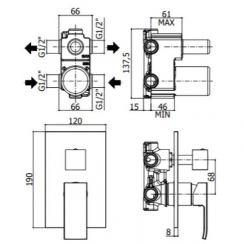 фото смеситель для ванны paffoni elle el018cr