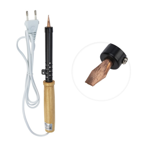 картинка Паяльник с деревянной ручкой,  серия ЭПСН,  100Вт,  230В,  пакет REXANT от магазина Сантехстрой